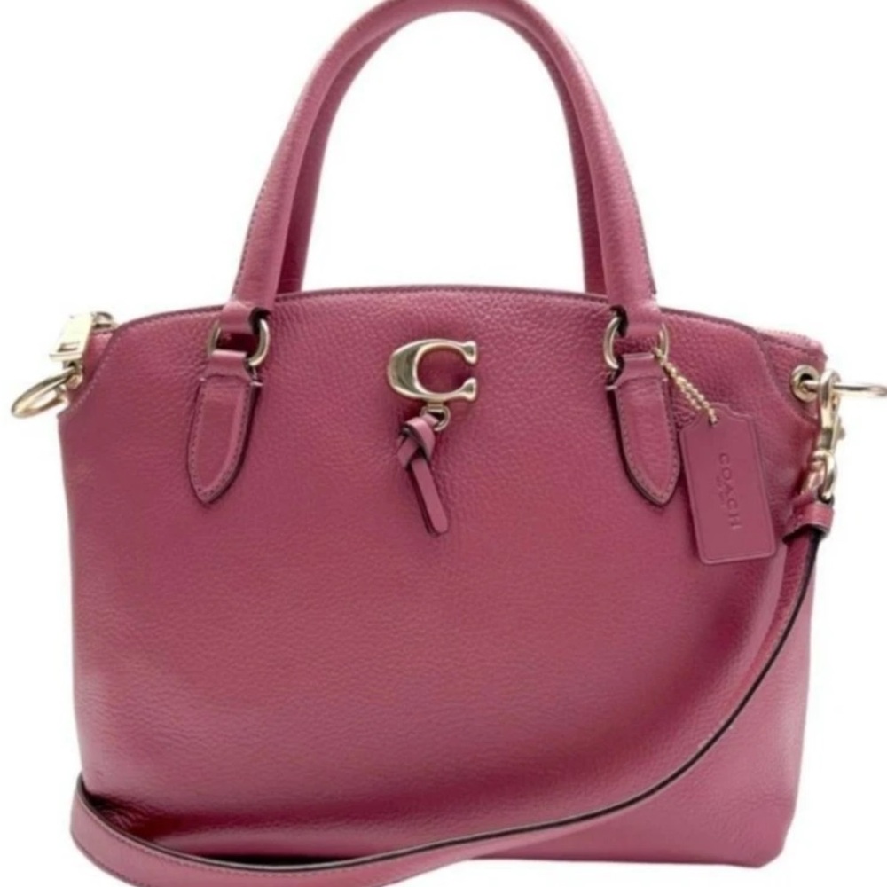 NEW COACH REMI Satchel Pebble Leather Crossbody Bag in Rouge/Gold